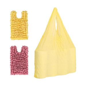 TIMIVO Reusable Grocery shopping bags with Handles(2 pack), Stretchable Large Tote Bags, Merchandise Bags, Bulk bags, Fold Flat, Gift for Groceries (Yellow Pink)