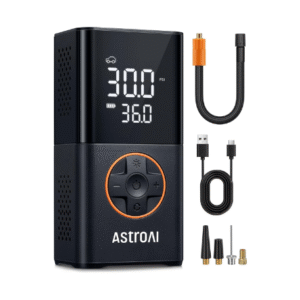 AstroAI L7 Tire Inflator Portable Air Compressor Cordless Mini Bike Pump with Digital Dual Values Display, 150 PSI Car Tires Air Pump with LED Lights&Pressure Gauge for Auto, Motorcycles, Bikes, Balls