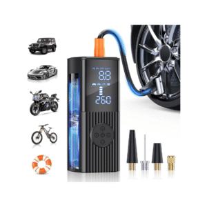 Tire Inflator Portable Air Compressor, 180PSI Portable Air Compressor with 25000mAh Battery, 3X Faster Inflation Cordless Air Pump for Car, Motorcycle, Bicycle, Ball