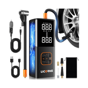 Tire Inflator Portable Air Compressor, 5X Faster Portable Air Pump for Car Tires with Powerful Battery, 180PSI Cordless Air Pump with Digital Pressure Gauge for Cars, Bike & Motorcycle Tires, Ball