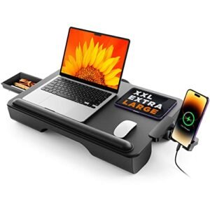 SAIJI Laptop Lap Desk, Portable Laptop Desk for Bed - Fits Up to 17" Laptops & MacBook,Lightweight Lap Tray Table with Storage Drawer, Lap Desk with Cushion, Lap Stand for Bed & Couch