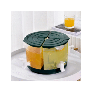 PRTECY Beverage Dispenser for Fridge, 5.5 L/1.5 Gallon Rotating Plastic Drink Dispenser with Spigot 4 Grids Cold Kettle Refrigerator Iced Containers