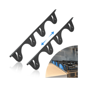 Stainless Steel Stove Counter Gap Cover (2 Pack, Black), Stove Gap Guard, Stove Gap Filler for Kitchen, Range Trim Kit, Heat Resistant with Easy Clean, Adjustable Length 13.8” to 27.5”