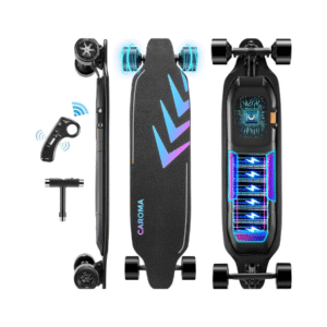 Caroma Electric Skateboard with Remote, 1200 W Brushless Motor Electric Longboard, 28 Mph Top Speed & 16/28 Miles Range, Suitable for Adults & Teens Beginners, 4 Speeds Adjustment, Glow in The Dark