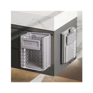 Wall-Mounted Foldable Trash can, Hanging Trash Can with Lid, Kitchen Garbage Can with Lid, Trash Can for Kitchen Cabinet Door or Under Sink, Bathroom, Living Room, Office, Food Waste Bin (Gray)