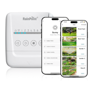 RAINPOINT 8 Zone Smart Sprinkler Controller – Local Weather Intelligence WiFi Sprinkler System Controller, Easy Install APP Control Irrigation System, Sprinkler Timer for Garden Yard