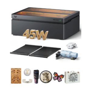 WECREAT Vision Pro 45W Laser Engraver and Cutter with Rotary Pro, HD Camera & Auto-Lifting, Laser Cutter Cuts 1” Wood, Full Enclosure Laser Engraving Machine for Tumblers, Wood and Metal, Acrylic, etc