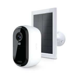 Arlo Essential Wireless Security Camera 2nd Gen with Solar Panel – Outdoor & Indoor Wireless Camera with Integrated Spotlight, Color Night Vision, Motion Sensor & DIY Setup – White, 1 Pack, VMK3050