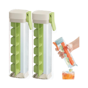 New Ice Cube Mold With One Hand, One Hand De-Icing Press Ice Tray Mold, 1 Hand 1 Press Ice Cube Tray, Ice Cube Tray Cup, 6 Square Ice Cube Maker For Ice Drink (E-2pcs Green)