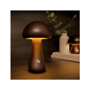 KAPJHRX Wooden Mushroom Lamp Mushroom Night Light Mushroom Decor Rechargeable Mushroom Night Light Cute Small Nightstand Desk Lamp, Anniversary Birthday Gifts for Women Mom Grandma