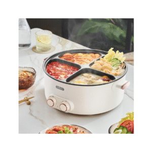 Uringo Electric Pot 4 Compartment,Multi-functional Household 6 Liters Capacity Integrated Hot Pot Electric Caldron Large Capacity Electric Cooking Pot