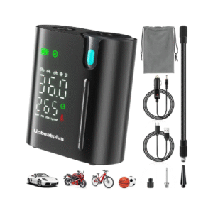 UpBeatPlus T1 Portable Tire Inflator with 160 PSI, 4X Faster Air Pump, Wireless Car Tire Inflator with Pressure Gauge, Suitable for Car, Motorcycle, Bicycle, and Ball Inflation