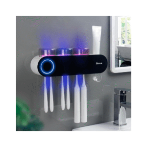 iHave Toothbrush Holders for Bathrooms, UV Toothbrush Sanitizer and Holder Smart Home Bathroom Accessories, 3 Cups Electric Toothbrush Holder Wall Mounted with Toothpaste Dispenser Bathroom Decor